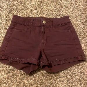 Aeo maroon high rise shortie shorts